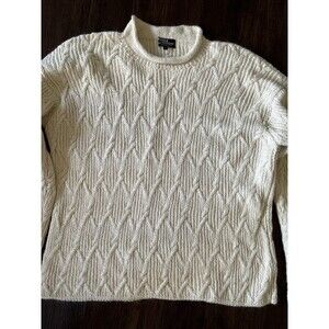Vintage 100% Alpaca Cable knit Fisherman Pullover Crew Neck Nordic SoHo Boho SzL